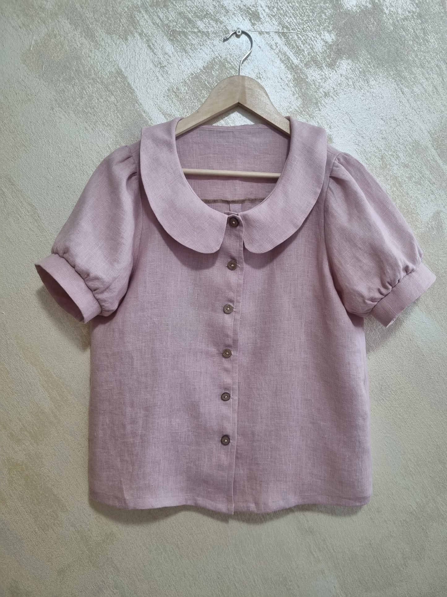 Bluza Zia din in prespalat, rose nude - GRADINA CU COCONI SRL