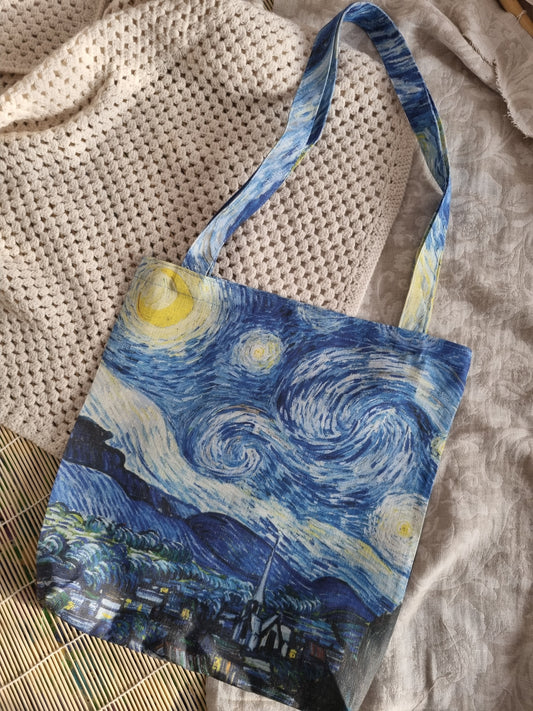 Tote Bag din in imprimat cu Starry Night, Van Gogh