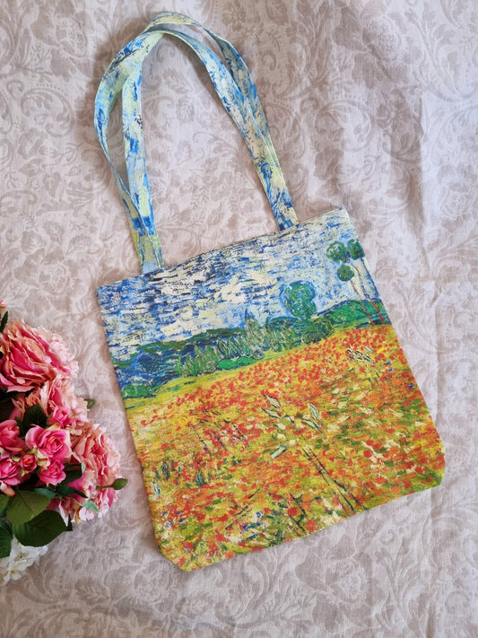 Tote Bag/sacosa in imprimat, model Poppy Field, Van  Gogh