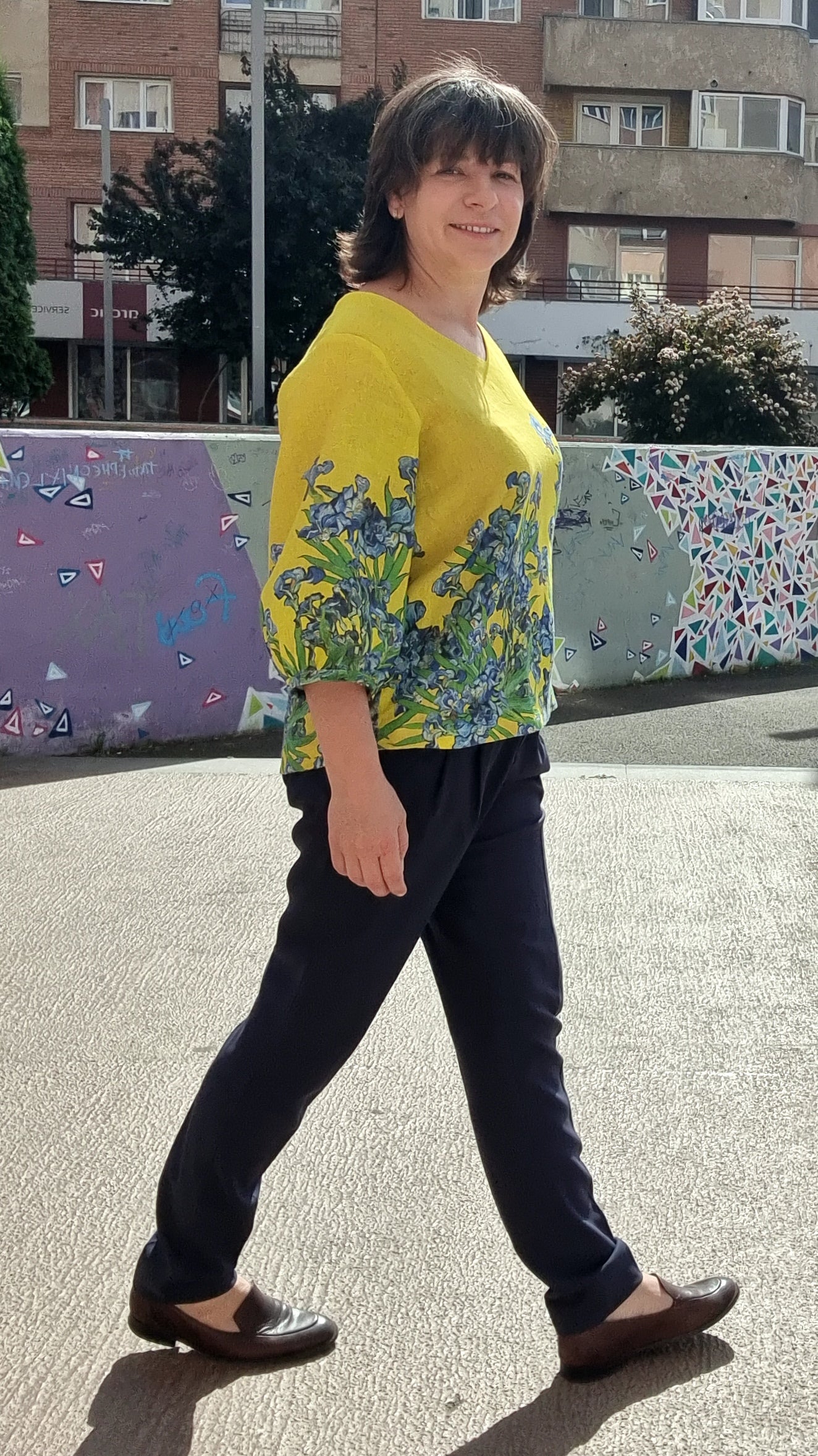 Bishop printed blouse, Van Gogh Irises 