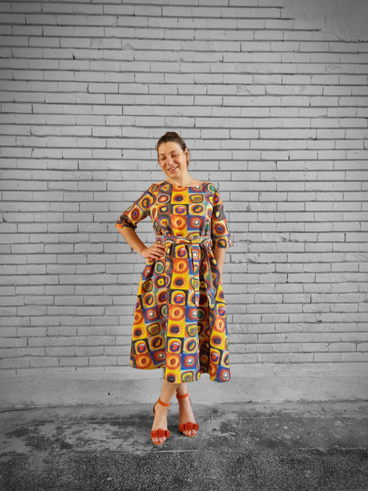 Aline dress, in Kandinsky print