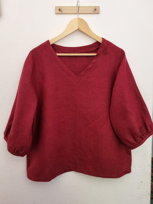 Bishop blouse, red wine