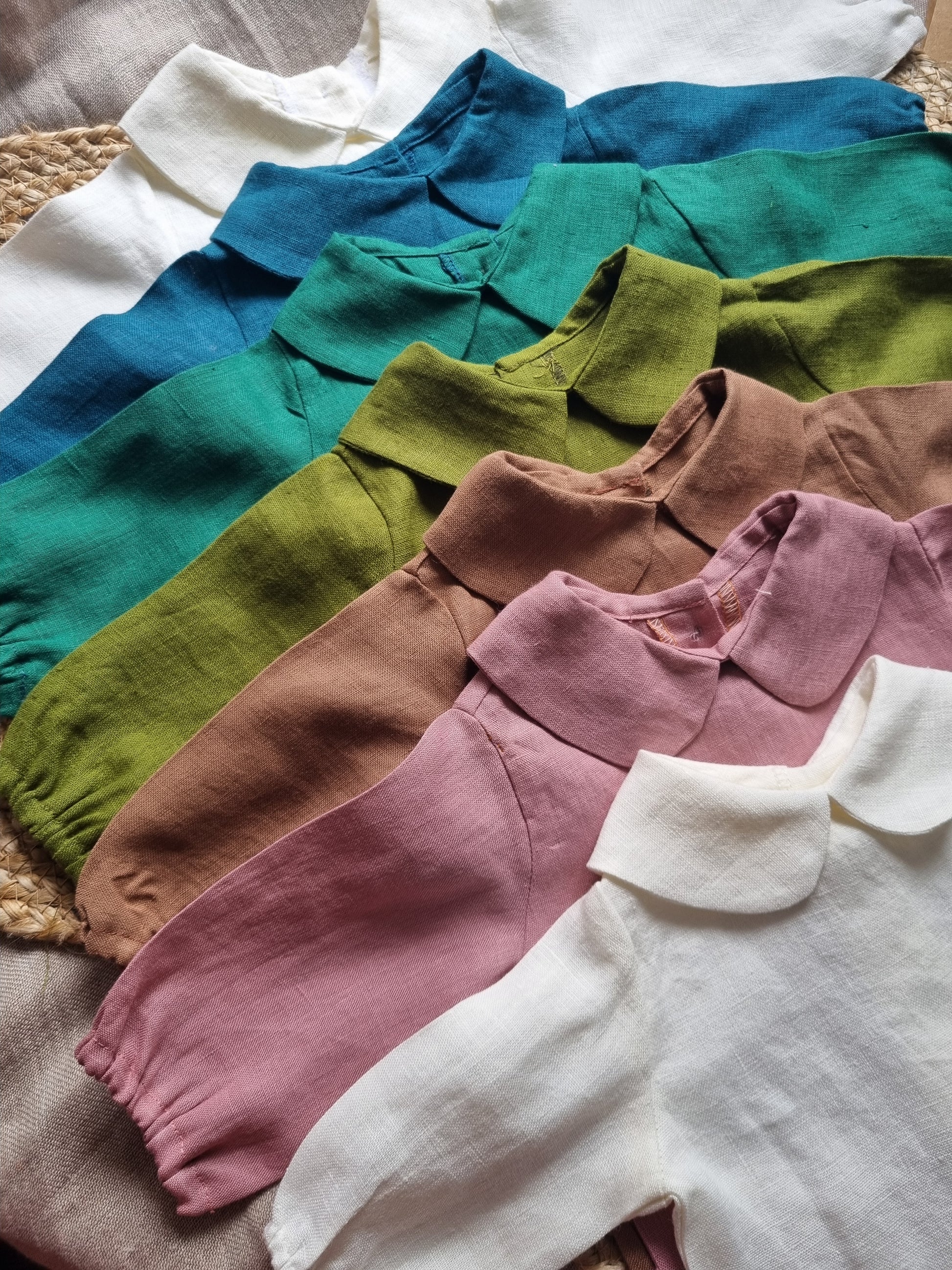 Camasuta din in prespalat, cu guler Peter Pan, culoare Autumn Nature - GRADINA CU COCONI SRL
