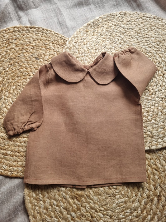 Camasuta din in prespalat, cu guler Peter Pan, culoare Autumn Nature - GRADINA CU COCONI SRL