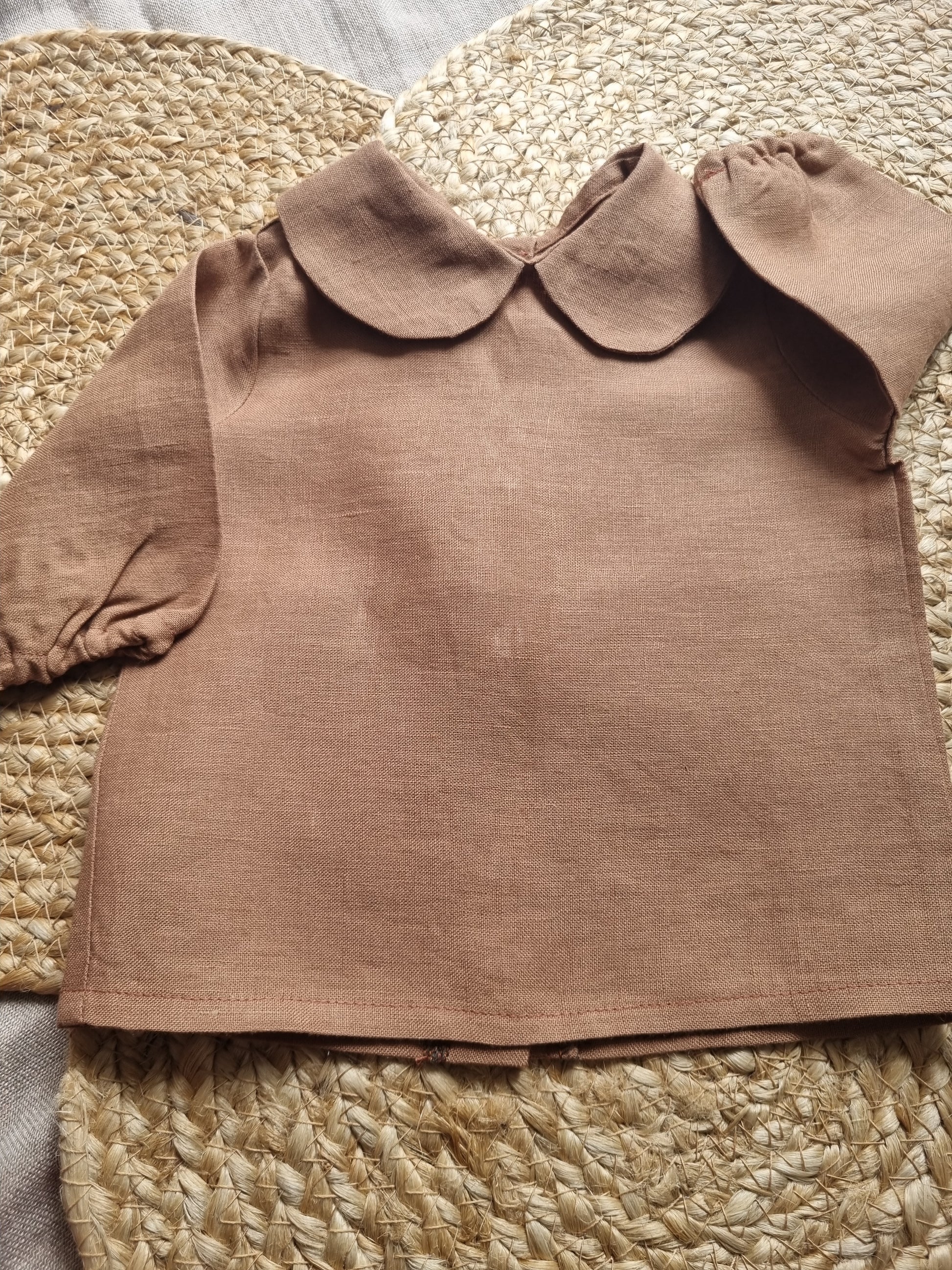 Camasuta din in prespalat, cu guler Peter Pan, culoare Autumn Nature - GRADINA CU COCONI SRL