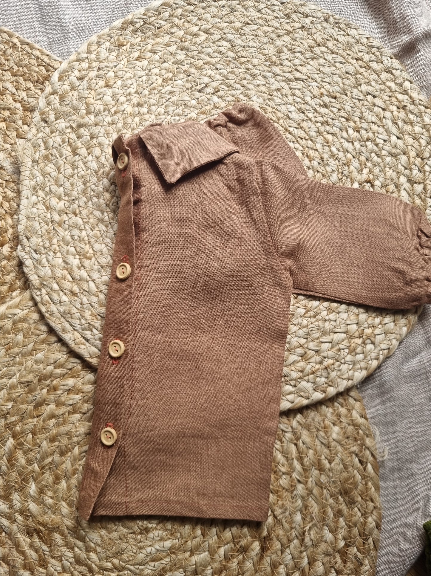 Camasuta din in prespalat, cu guler Peter Pan, culoare Autumn Nature - GRADINA CU COCONI SRL