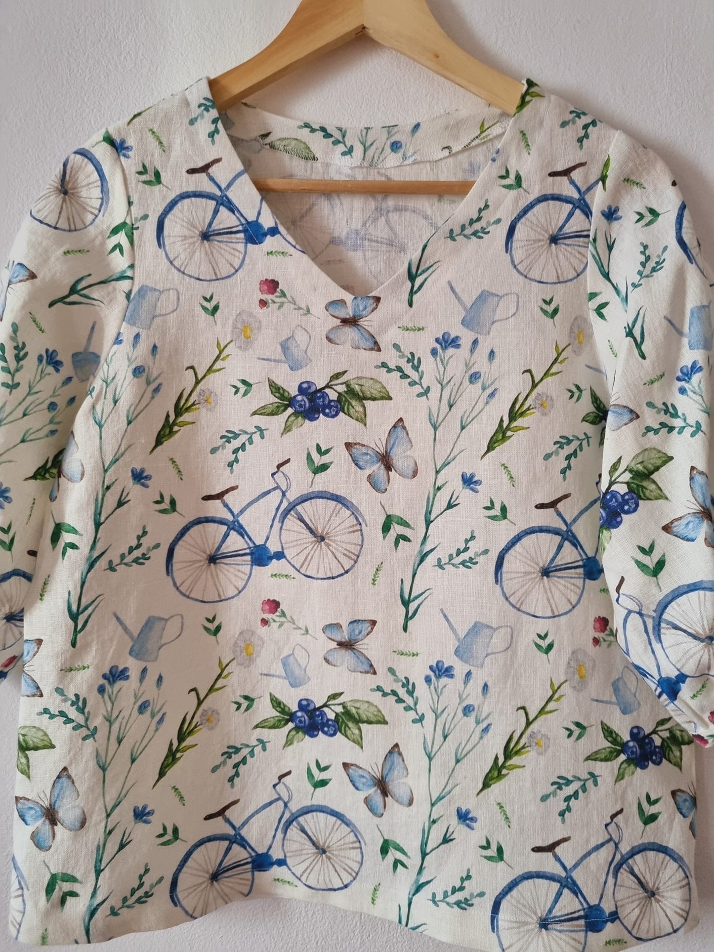 Bishop floral printed linen blouse