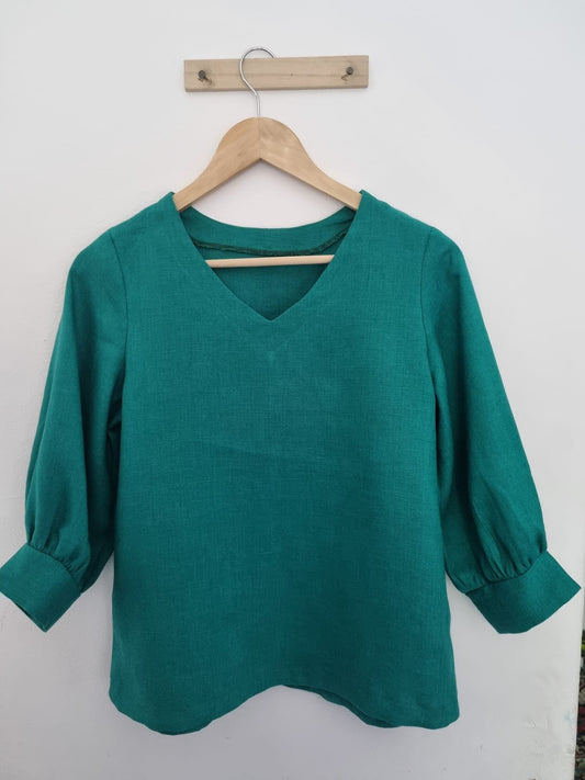 Prewashed linen Bishop blouse